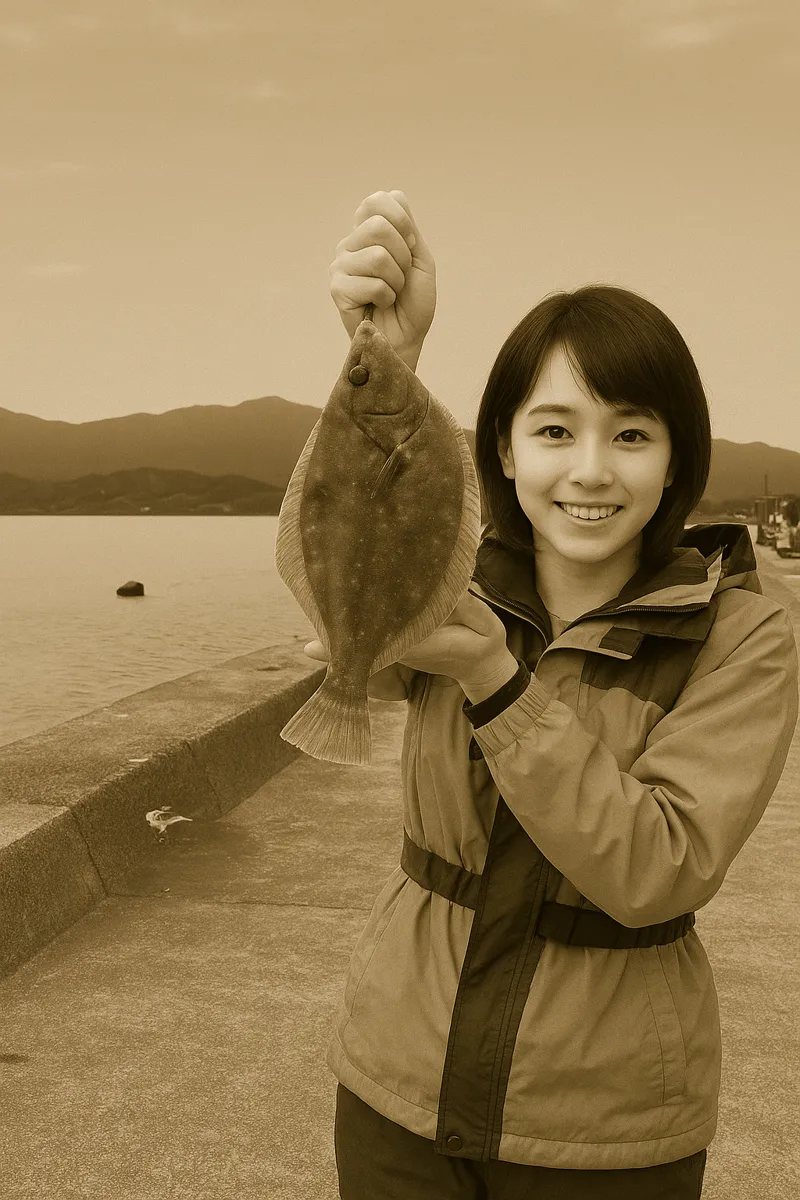 船越漁港でカレイの釣果を得た西岡.webp