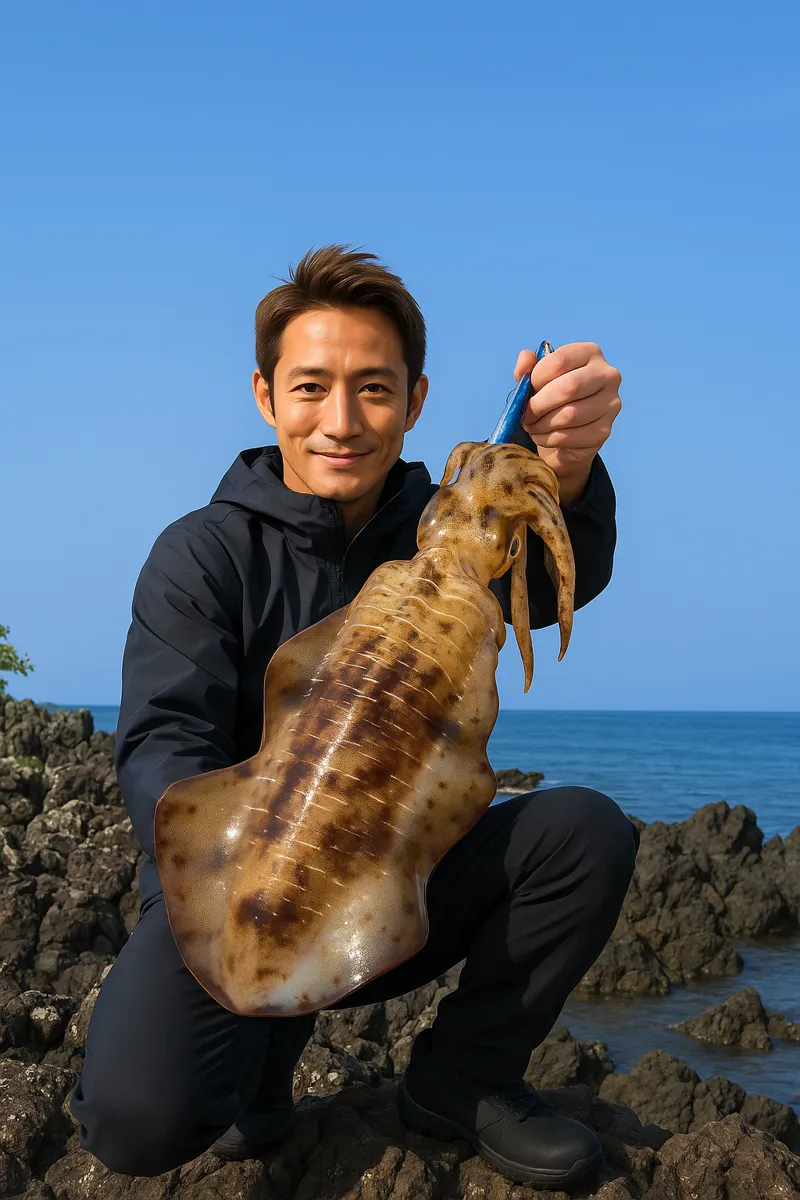 花瀬崎でアオリイカの釣果を得た亀岡.webp