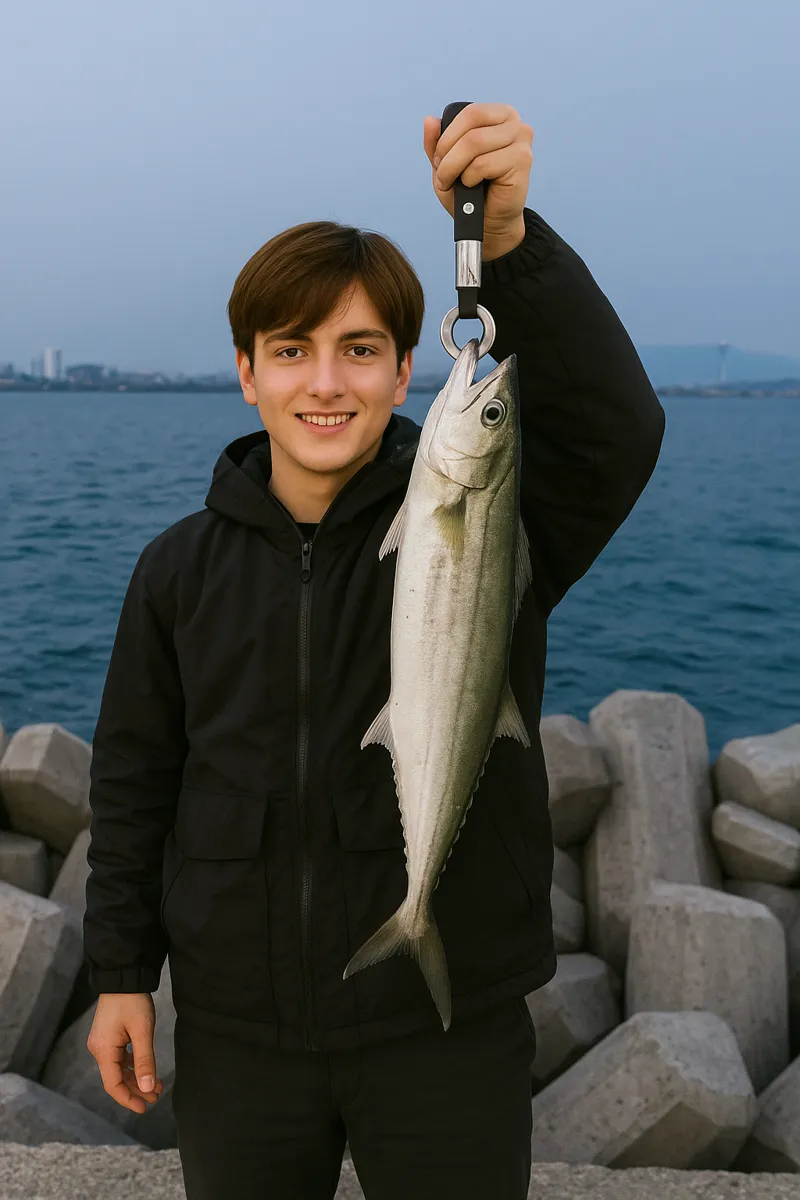 若松沖波止でサゴシの釣果を得た久良木.webp
