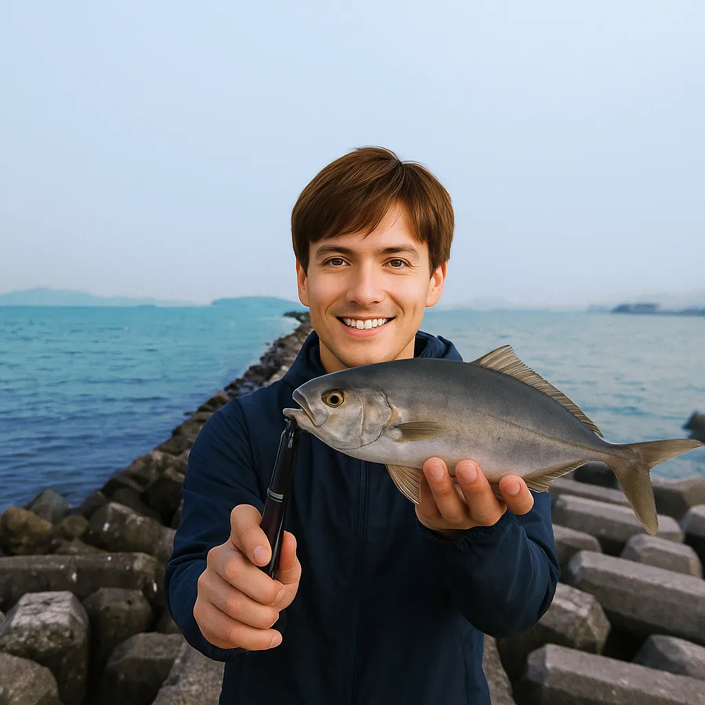 若松沖波止でネリゴの釣果を得た久良木.webp