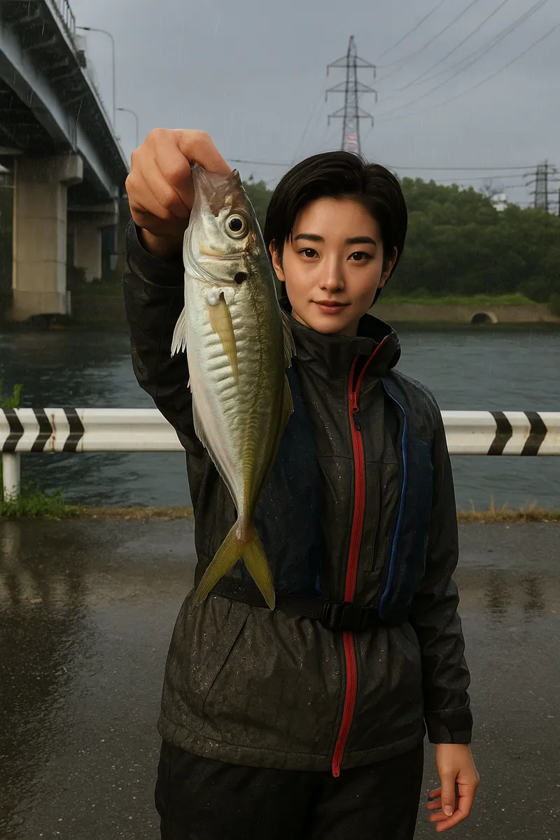若松運河でアジの釣果を得た佐伯.webp