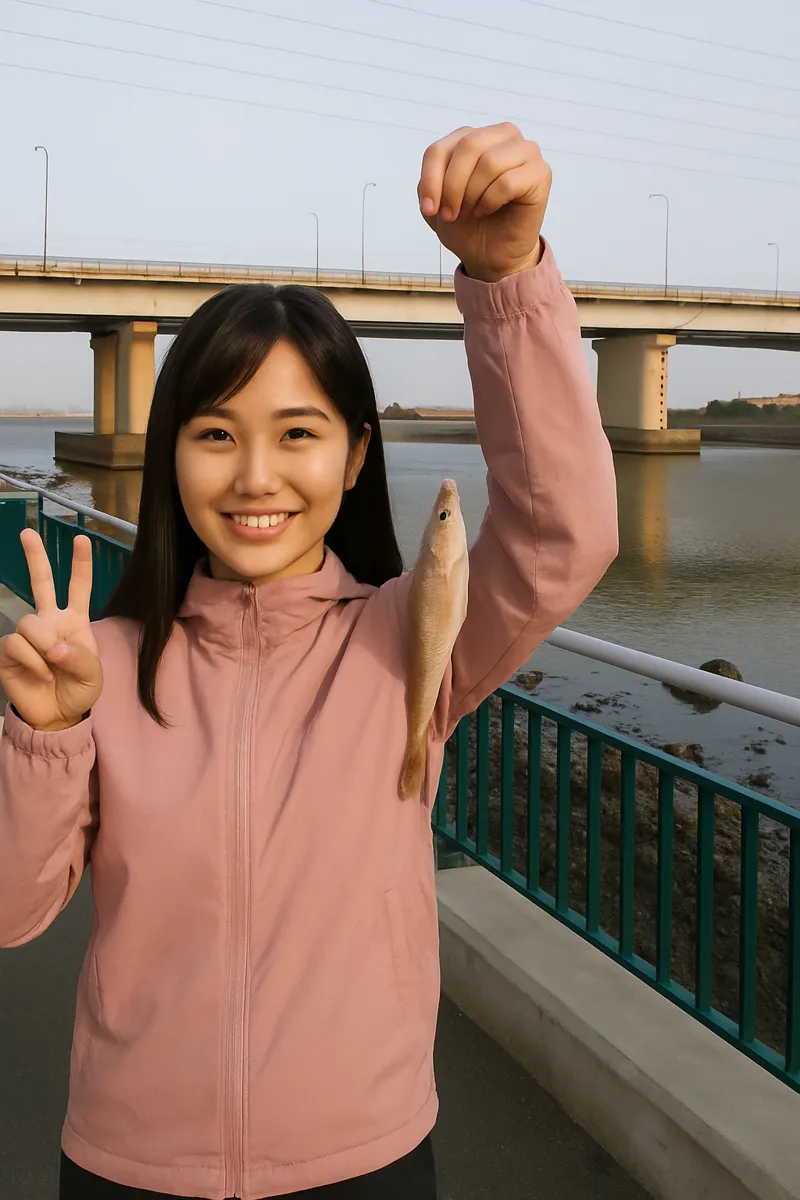 若松運河でシロギスの釣果を得た黒川.webp