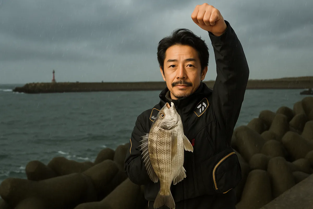 西浦漁港でチヌの釣果を得た佐々木.webp
