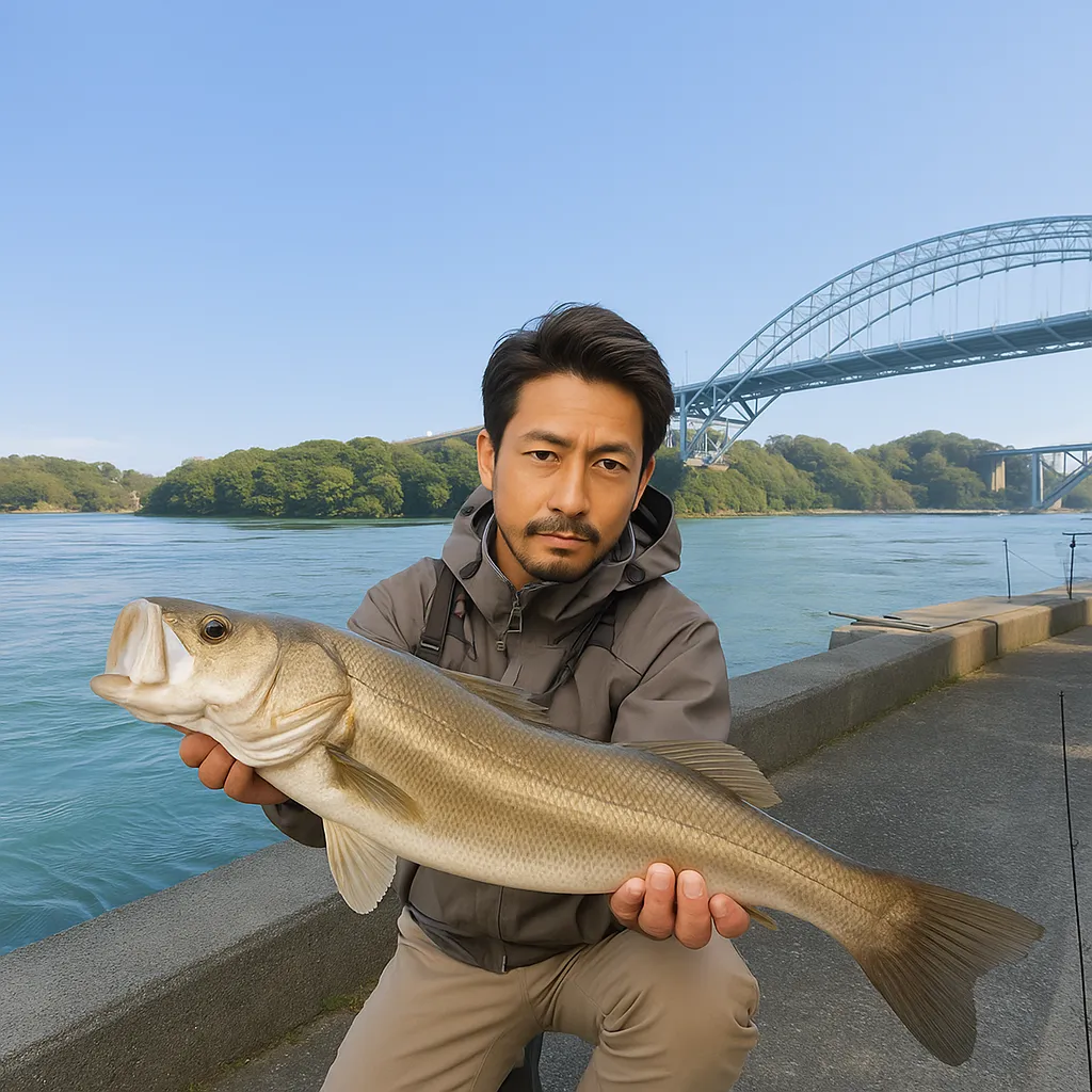 西海橋周辺でシーバスの釣果を得た広岡.webp