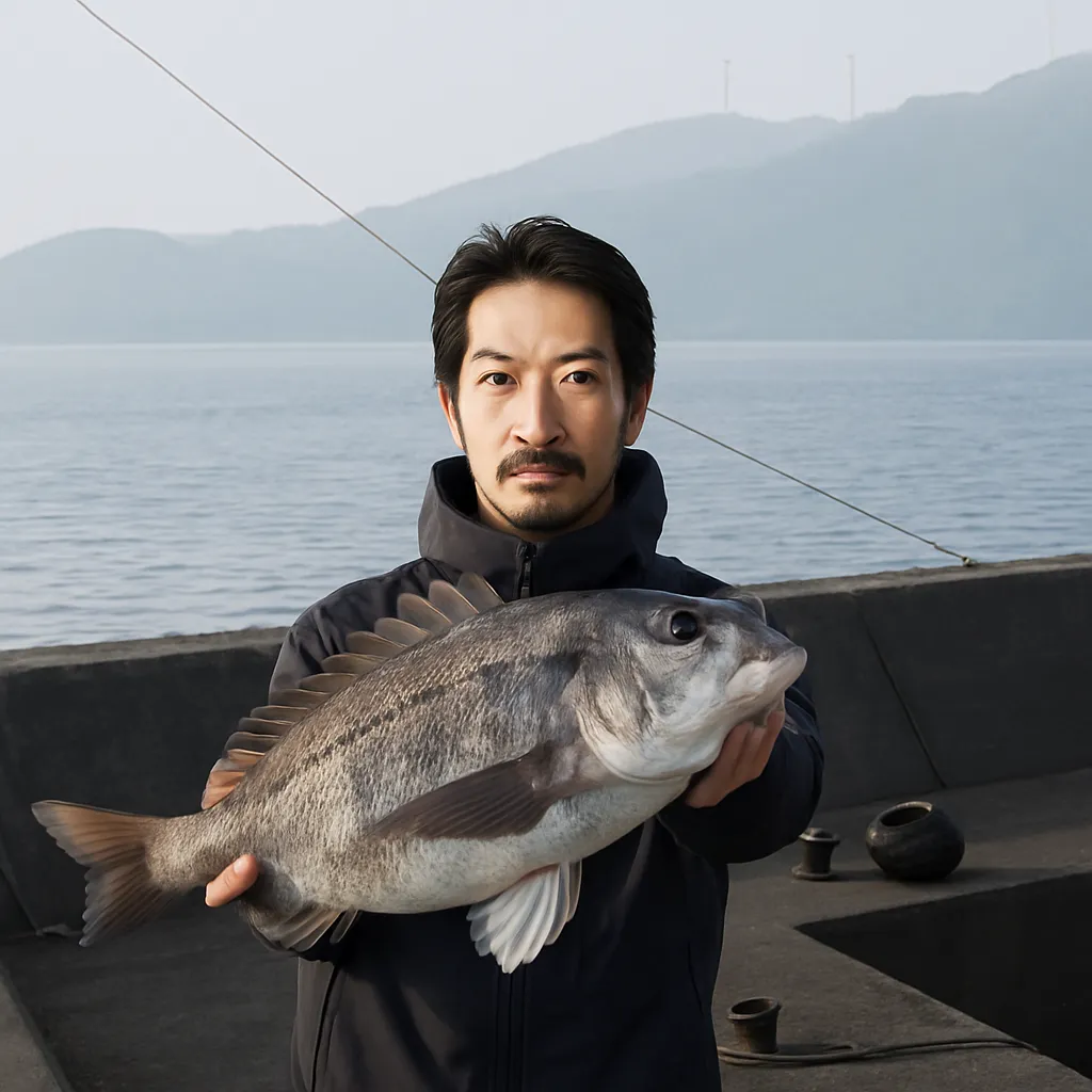 観音漁港でチヌの釣果を得た佐々木.webp