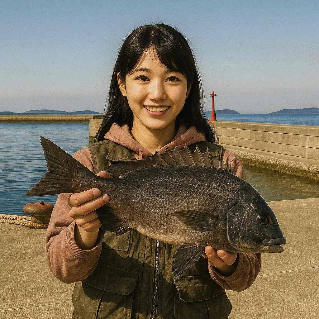 調川港でチヌの釣果を得た黒川.webp