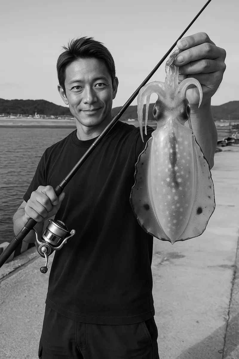 諸浦島でアオリイカの釣果を得た亀岡.webp