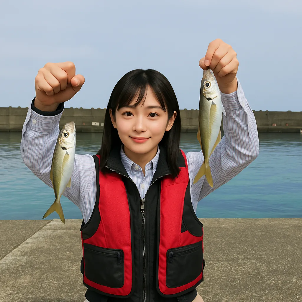 赤岡漁港でアジの釣果を得た国生.webp