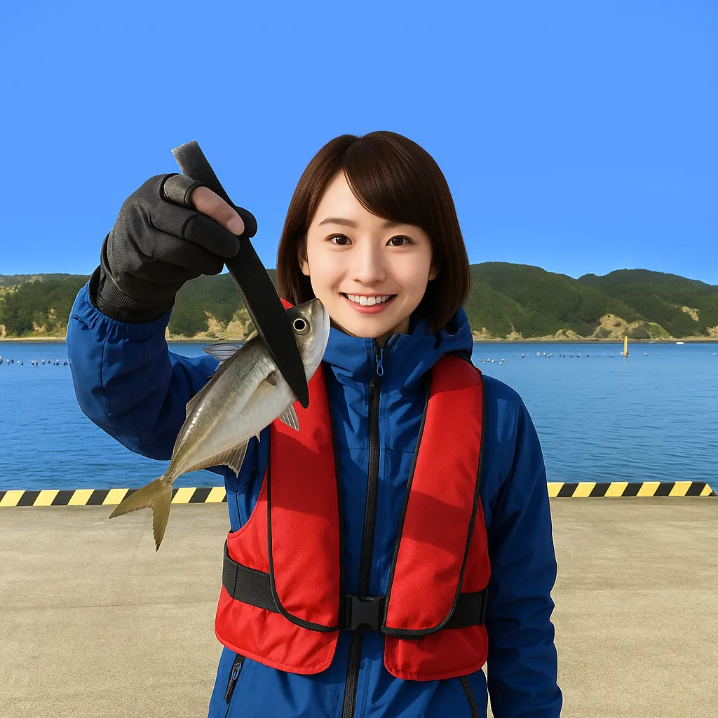 足摺港でアジの釣果を得た西岡.webp