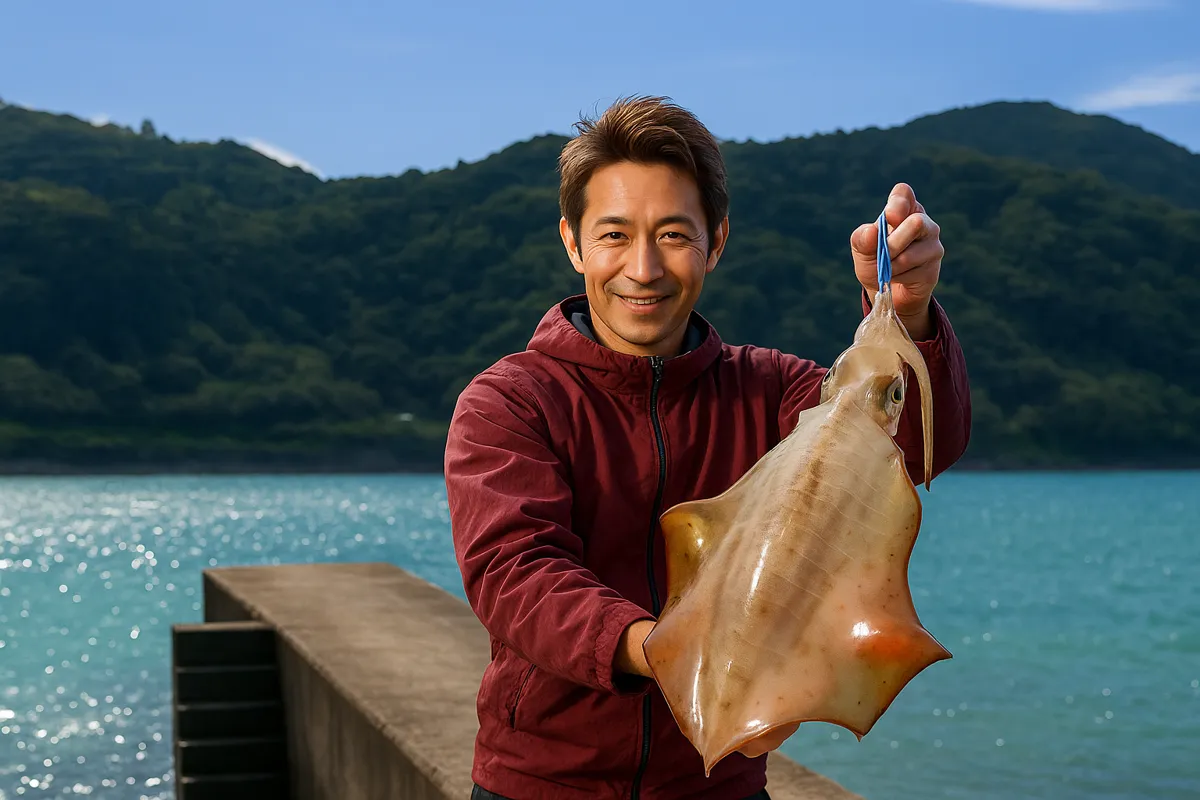 通詞島でアオリイカの釣果を得た亀岡.webp