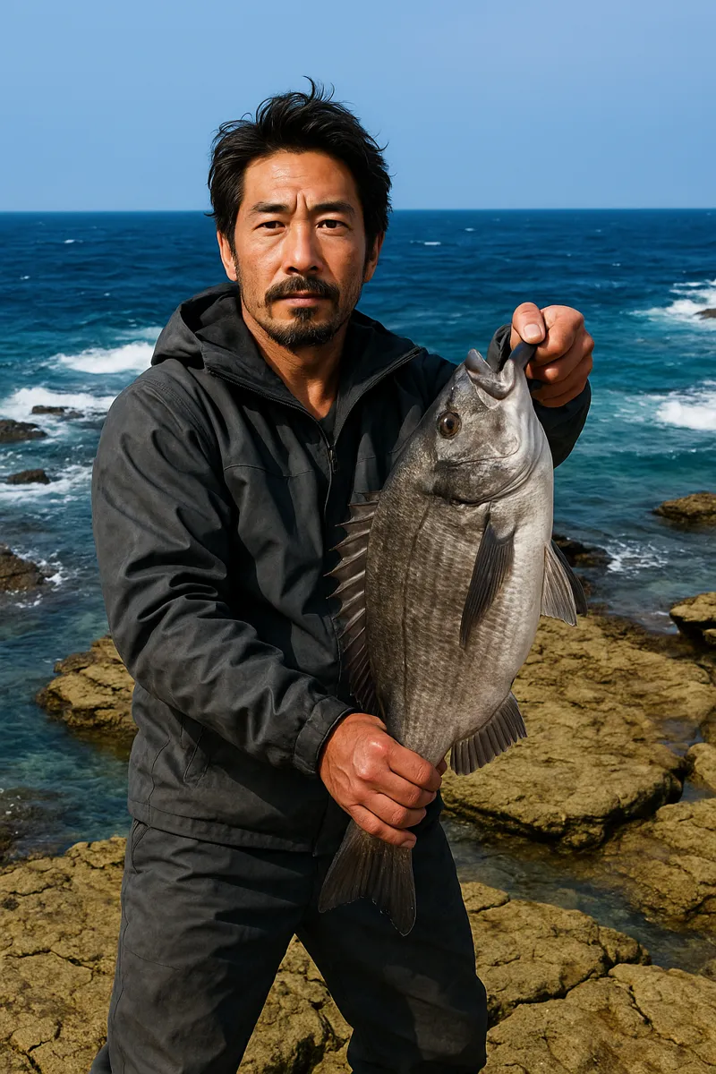 遠見ヶ鼻でチヌの釣果を得た佐々木.webp