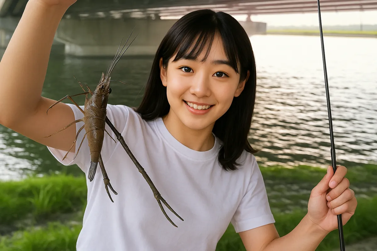 遠賀川でテナガエビの釣果を得た岸本.webp