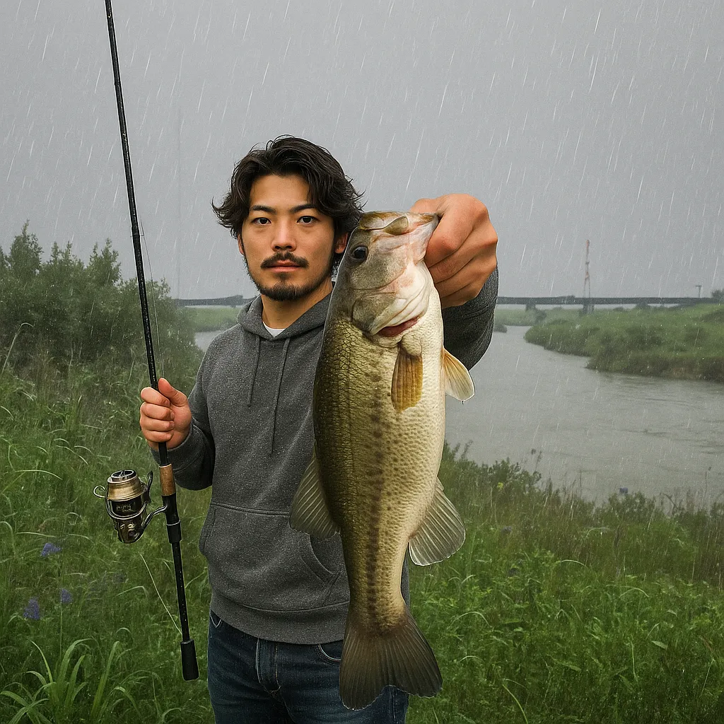 遠賀川でブラックバスの釣果を得た澤田.webp