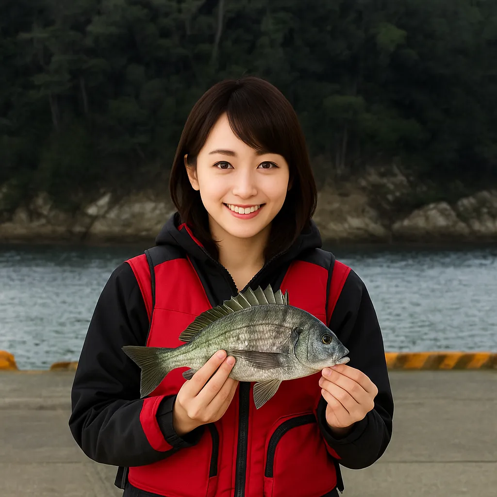 那佐湾でチヌの釣果を得た西岡.webp