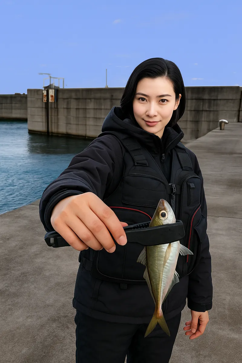 都呂々港でアジの釣果を得た八重田.webp