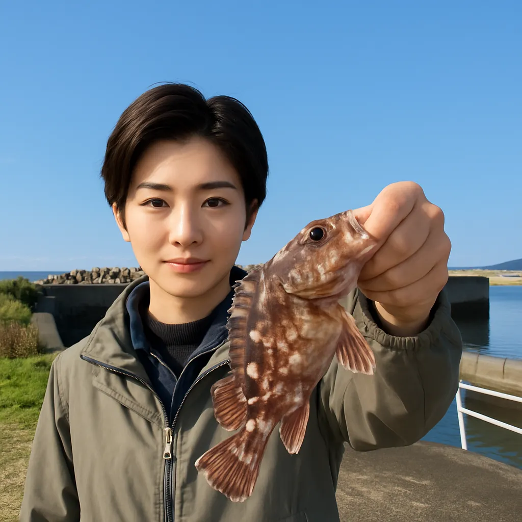 都呂々港で根魚の釣果を得た佐伯.webp