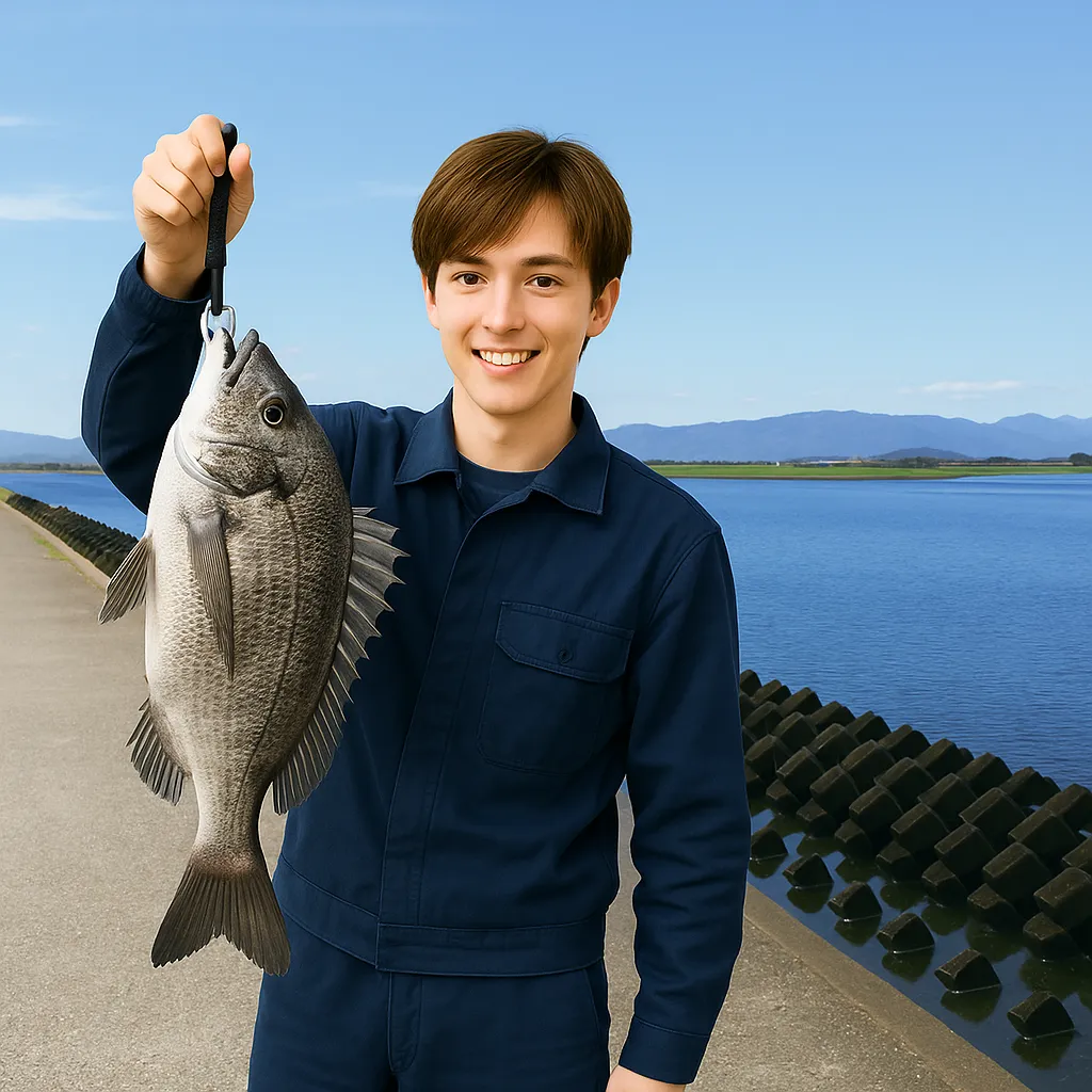 重信川でチヌの釣果を得た久良木.webp