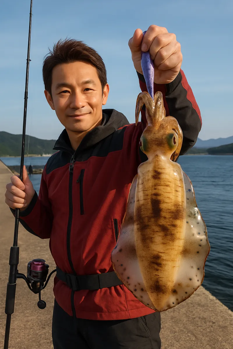 野北漁港でエギングの釣果を得た亀岡.webp