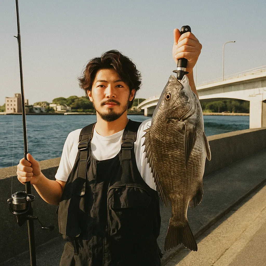 野釜大橋でチヌの釣果を得た澤田.webp