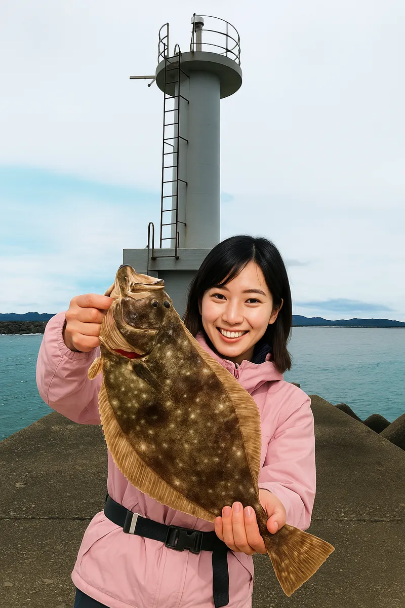 鐘崎漁港でヒラメの釣果を得た黒川.webp