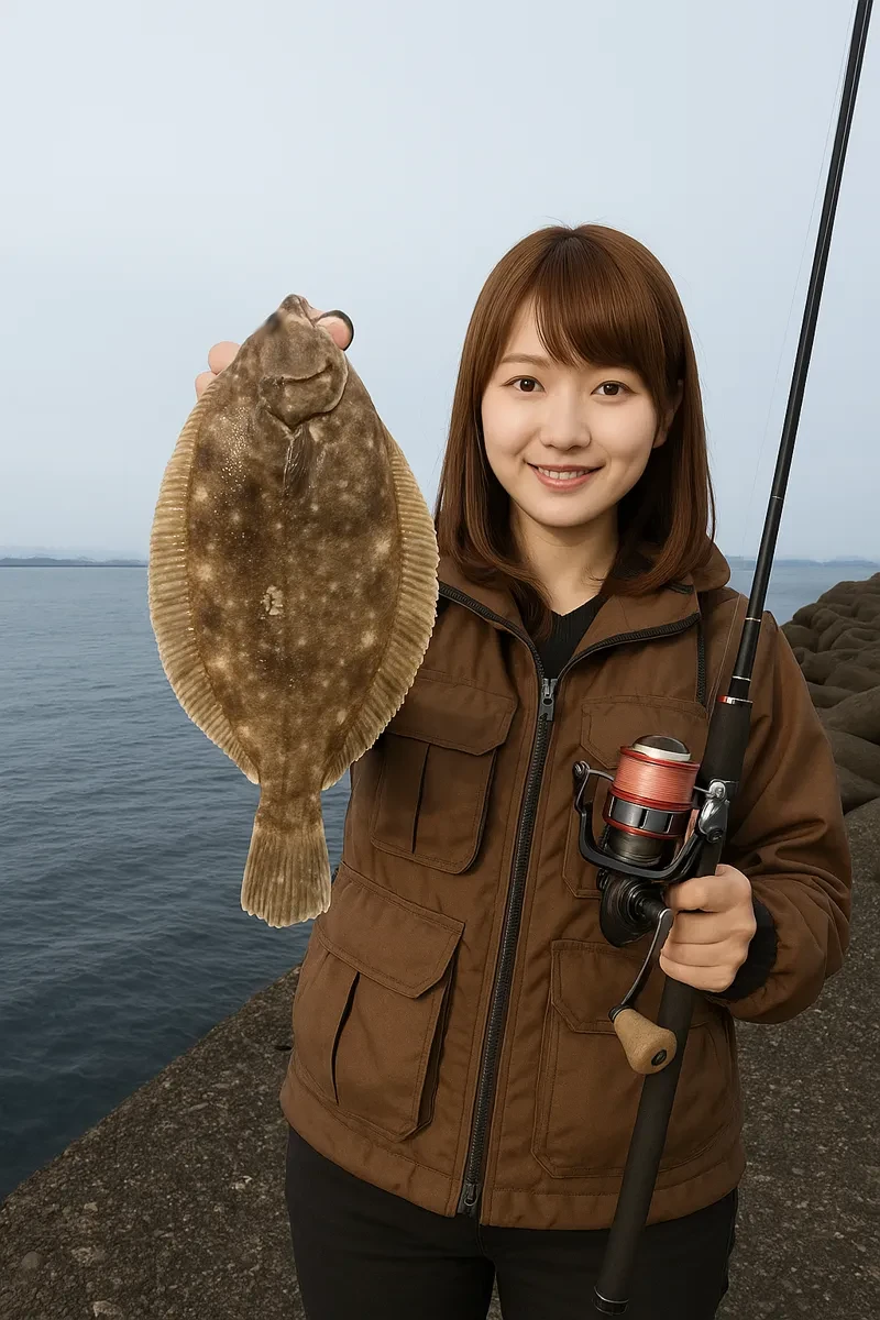 長原突堤でカレイの釣果を得た山際.webp