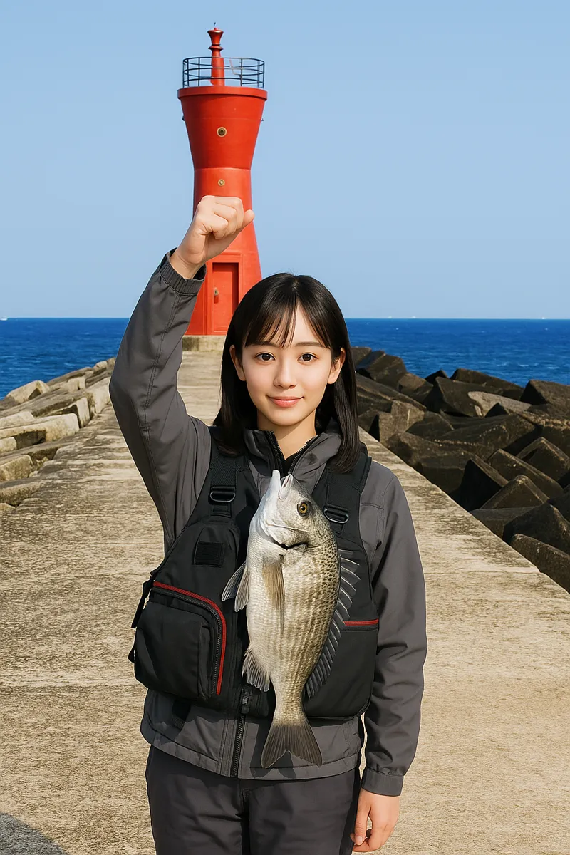 長原突堤でチヌの釣果を得た国生.webp