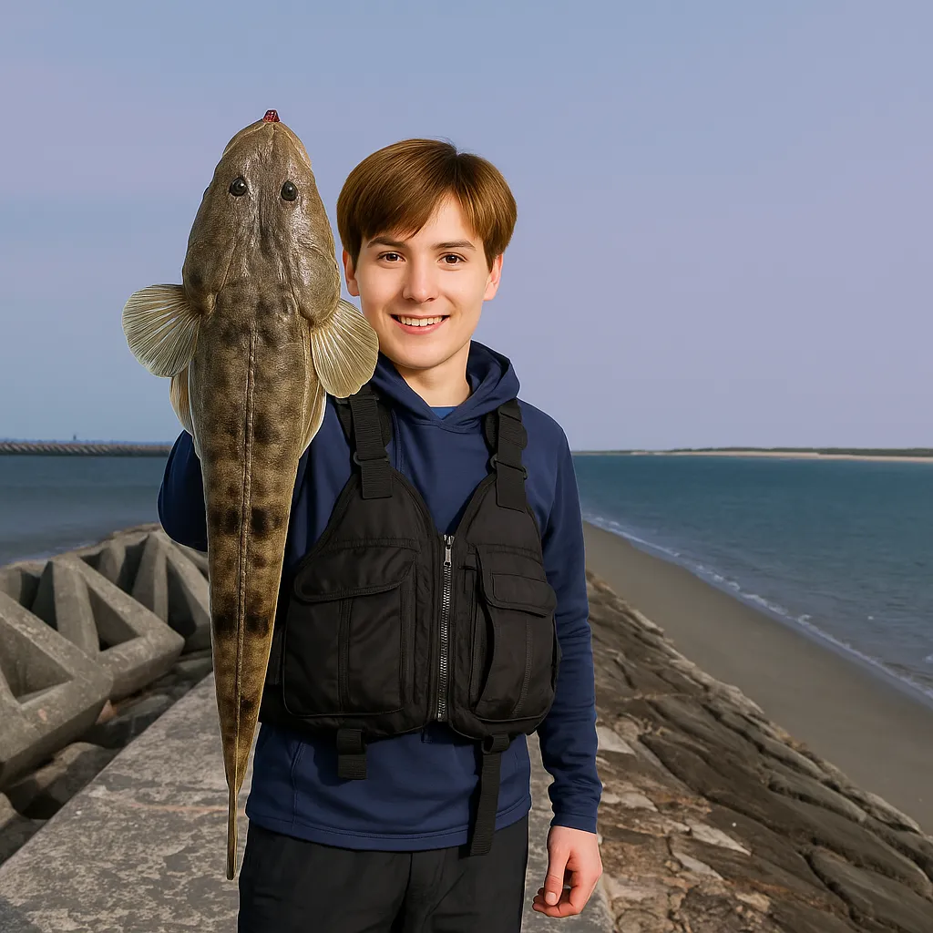 長原突堤でマゴチの釣果を得た久良木.webp