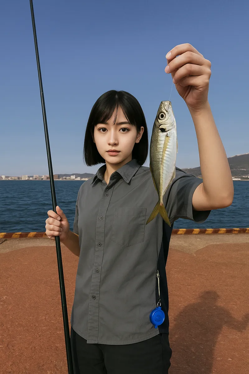 門司港でアジの釣果を得た国生.webp
