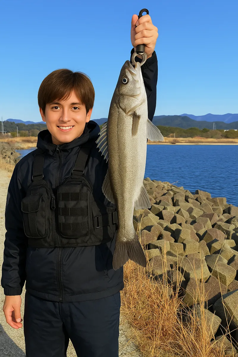 鞆奥漁港でスズキの釣果を得た久良木.webp