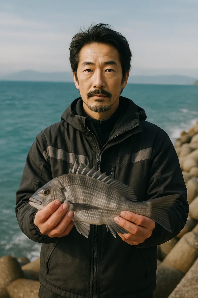 響灘北緑地でチヌの釣果を得た佐々木.webp