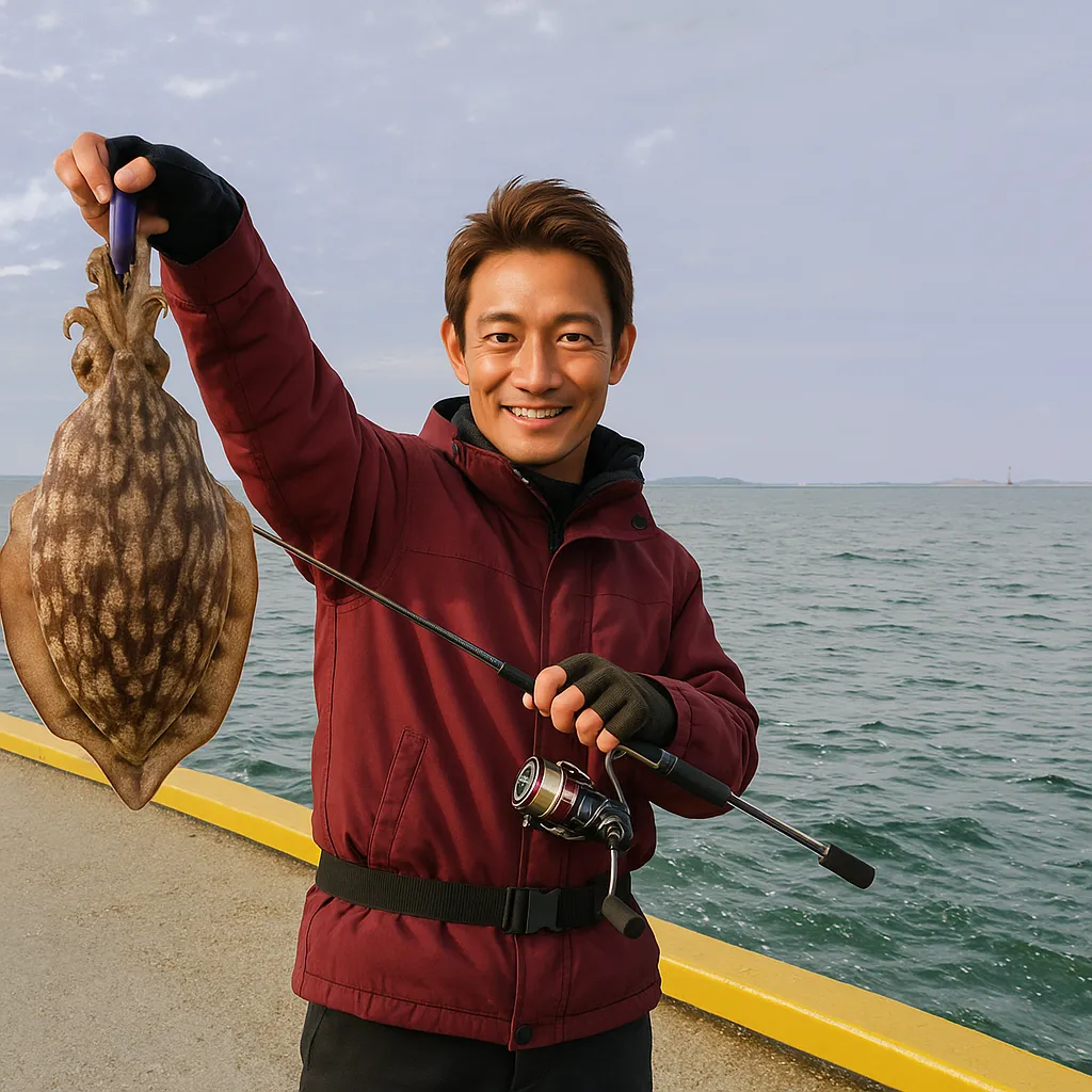 須崎埠頭でコウイカの釣果を得た亀岡.webp