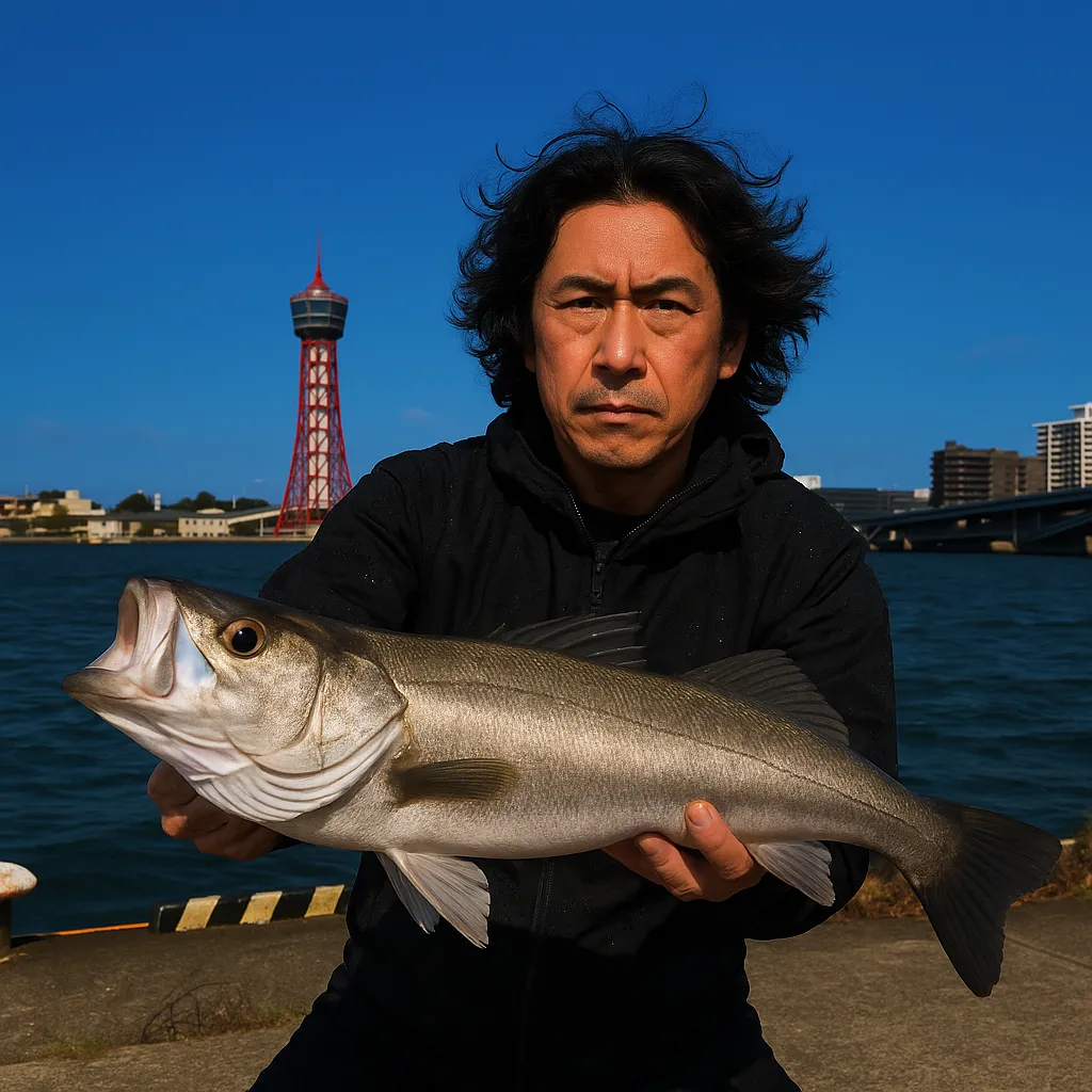 須崎埠頭でシーバスの釣果を得た岸本.webp