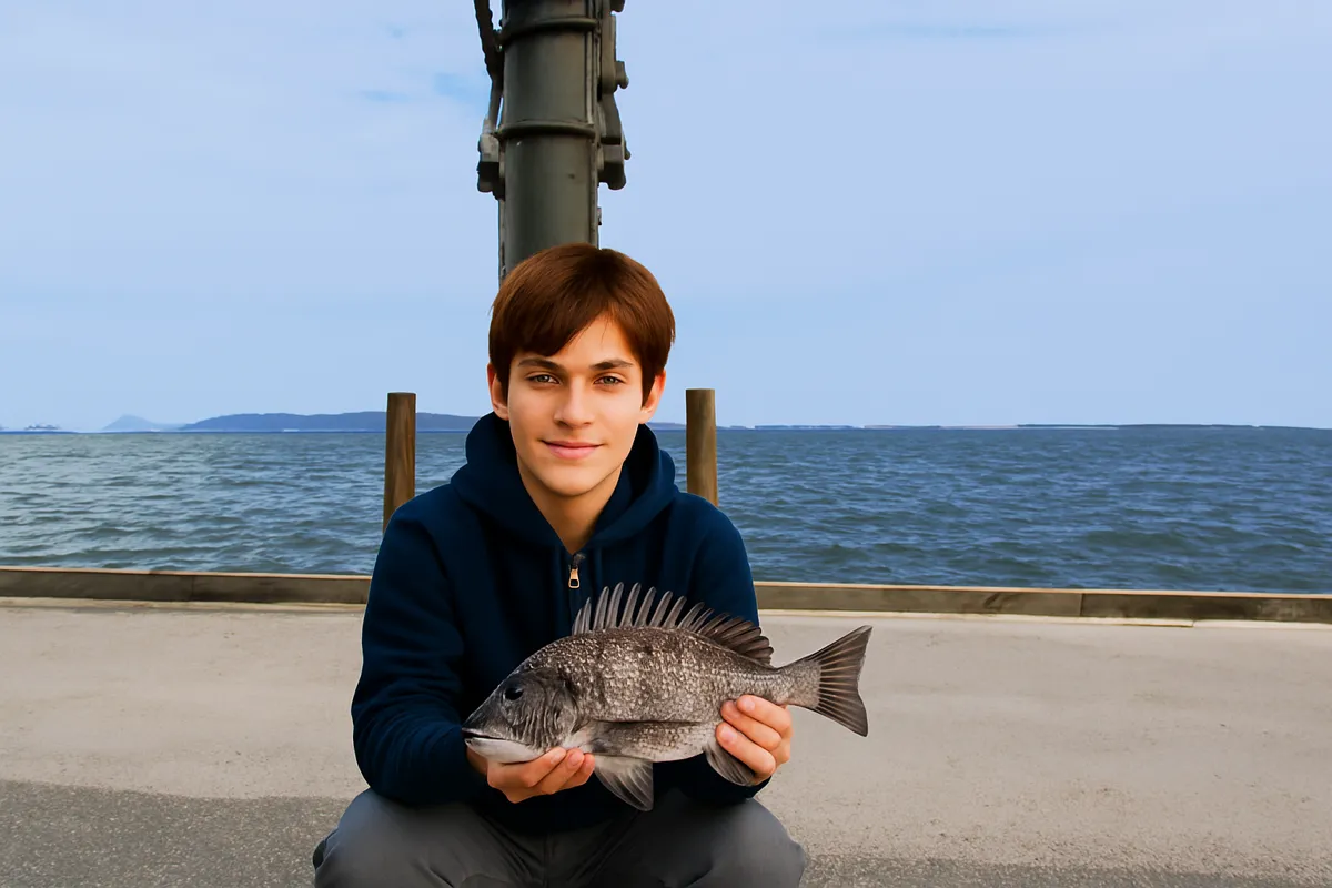 須崎埠頭でチヌの釣果を得た久良木.webp