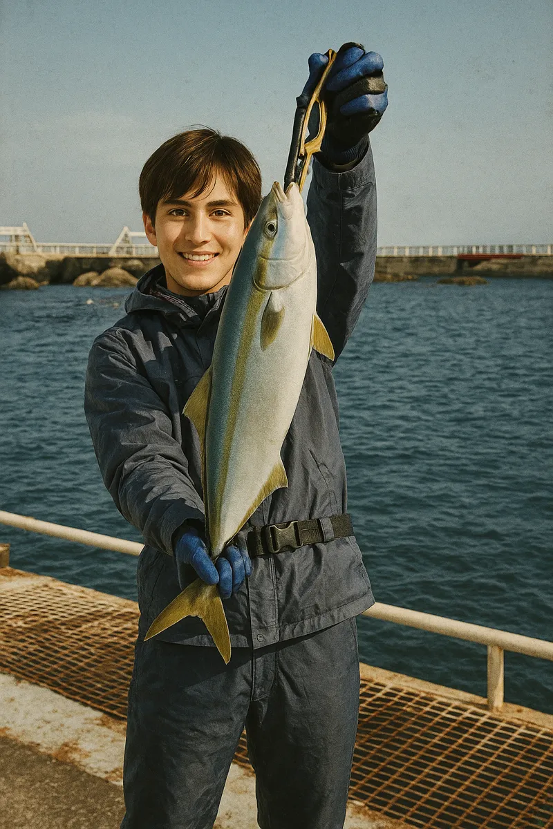 飛島磯釣公園でヤズの釣果を得た久良木.webp