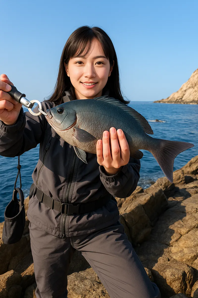 馬渡島でグレの釣果を得た国生.webp