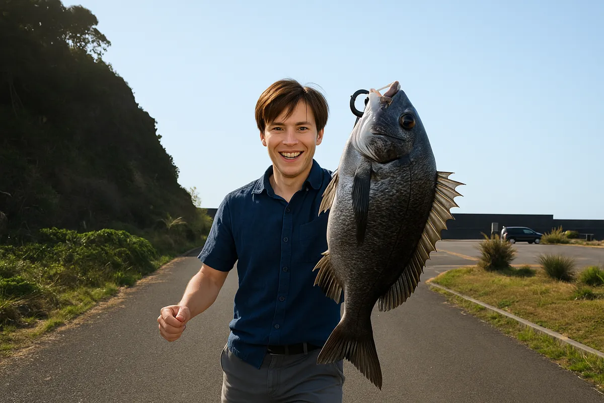 高浜港でチヌの釣果を得た久良木.webp