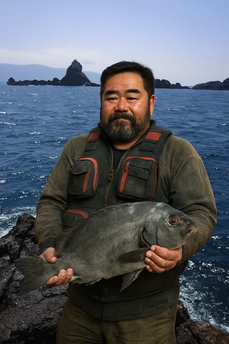 鵜来島でイシダイの釣果を得た楢崎.webp