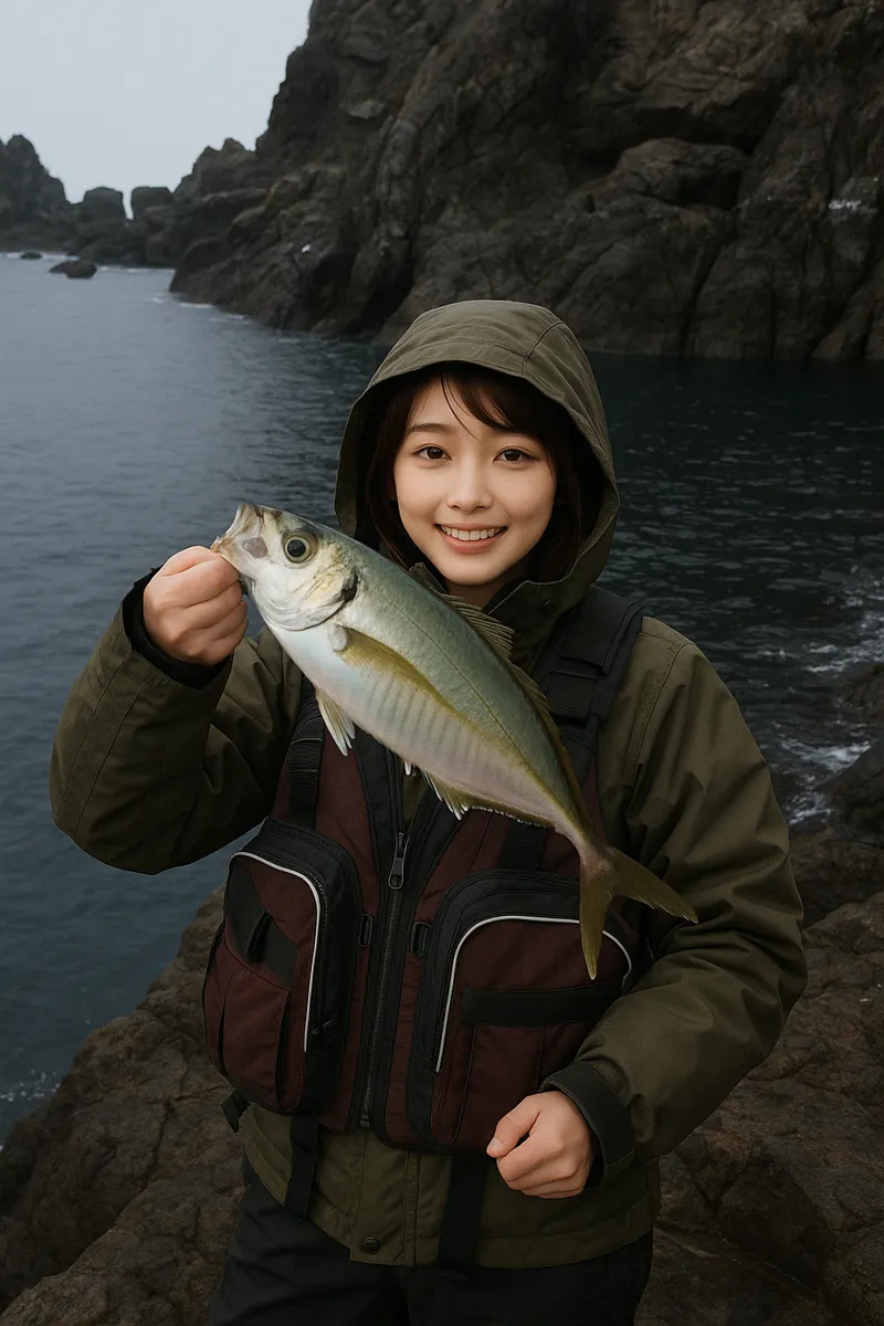 鵜来島でシマアジの釣果を得た西岡.webp