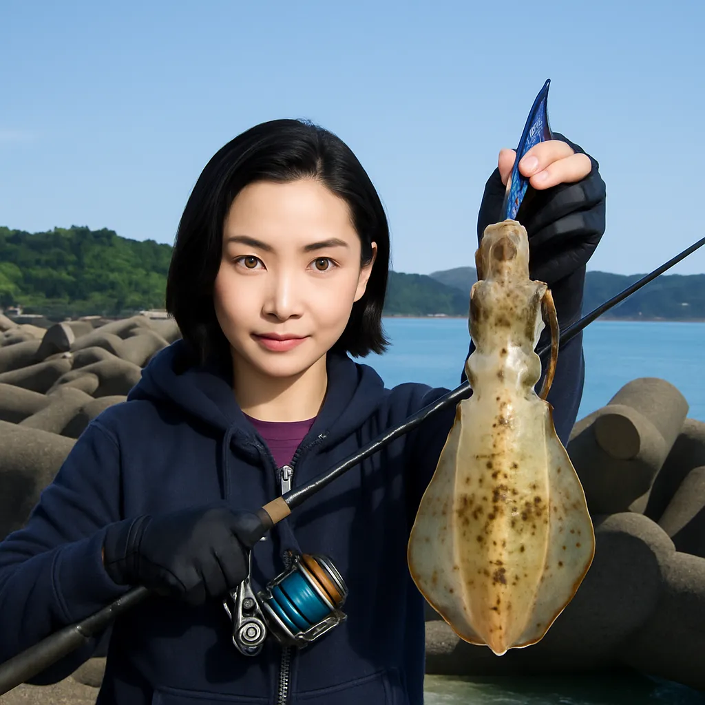 鶴木山港でアオリイカの釣果を得た八重田.webp