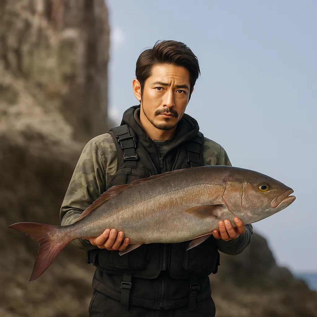 鷹島でカンパチの釣果を得た広岡.webp