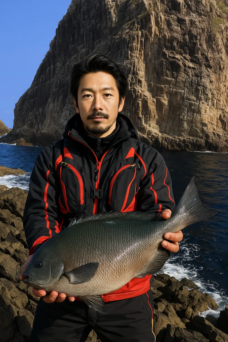 鷹島でグレの釣果を得た佐々木.webp