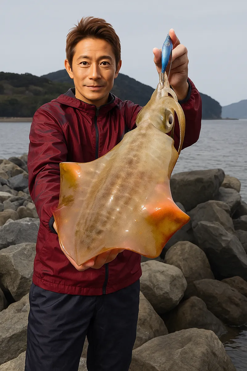 鷹島でアオリイカの釣果を得た亀岡.webp