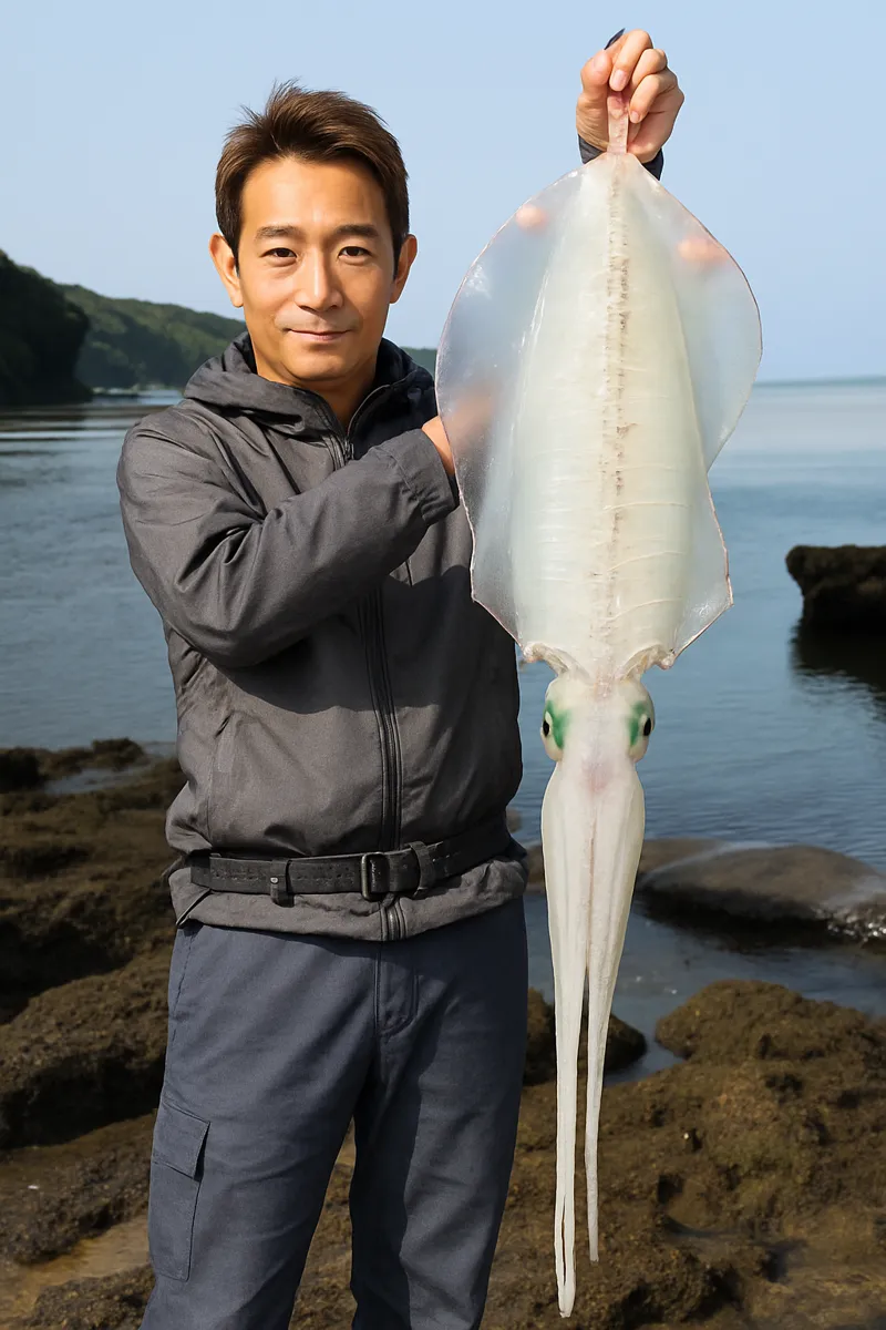 黒之瀬戸でアオリイカの釣果を得た亀岡.webp