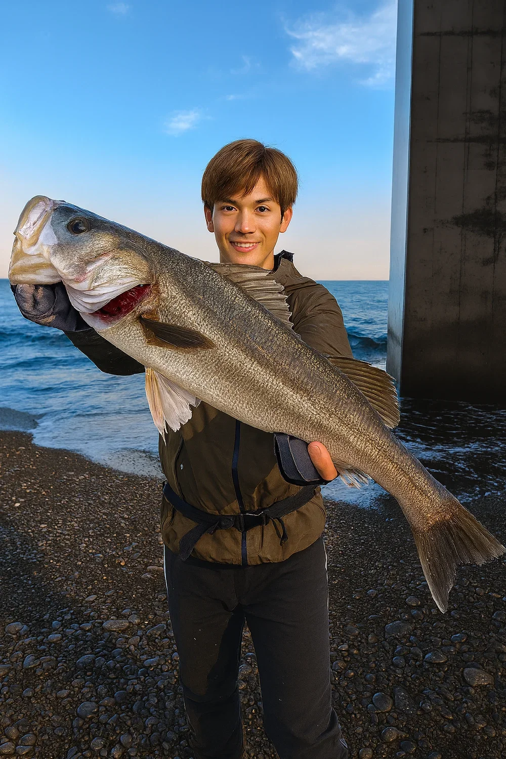 国府津海岸でシーバスの釣果を得た久良木