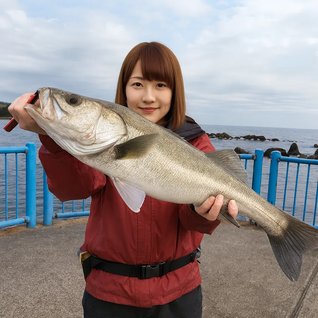湯河原海浜公園でシーバスを釣った山際