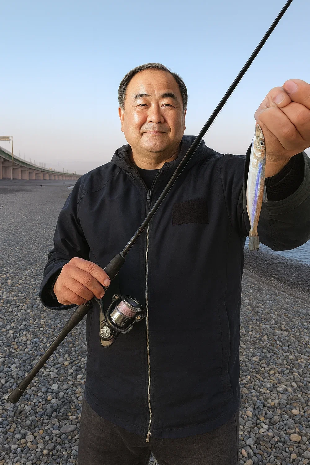 国府津海岸でシロギスの釣果を得た持田