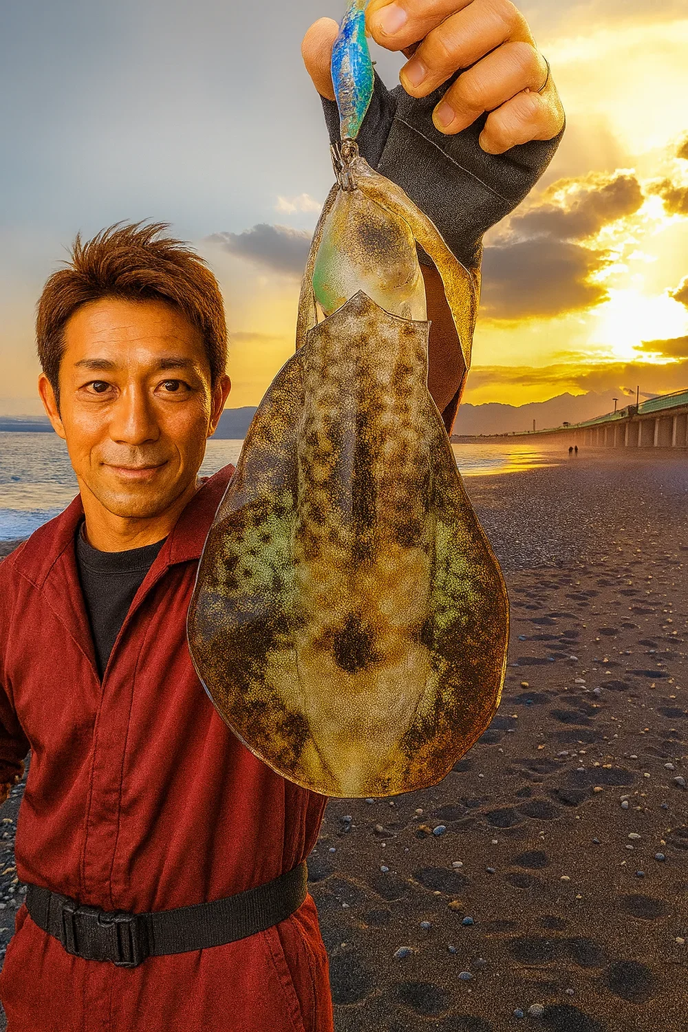 国府津海岸でアオリイカを釣った亀岡