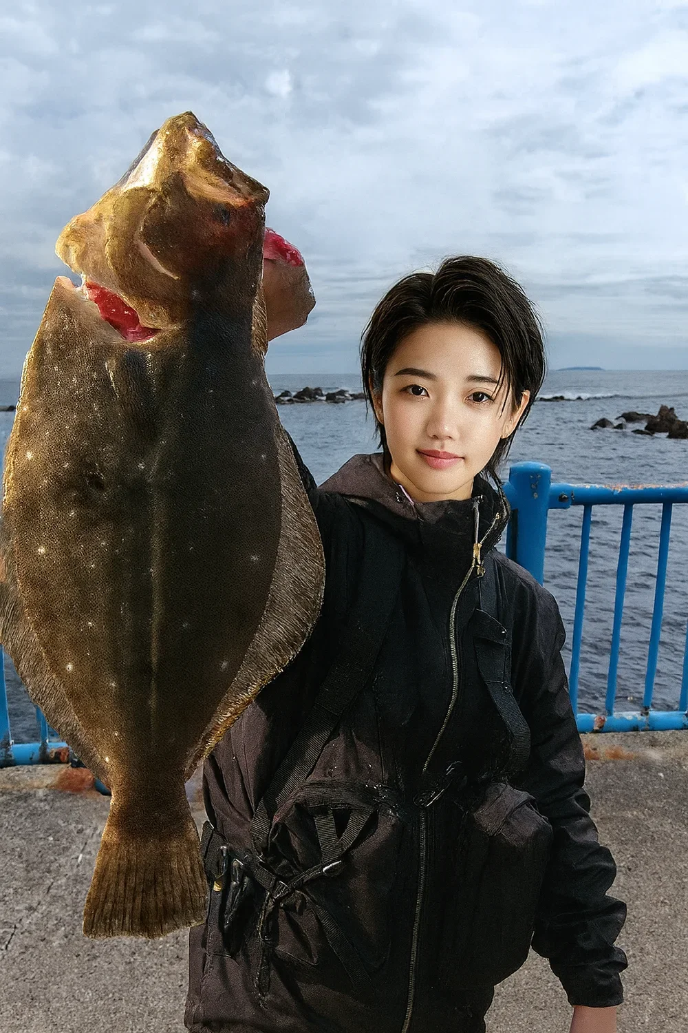 湯河原海浜公園でヒラメを釣った佐伯
