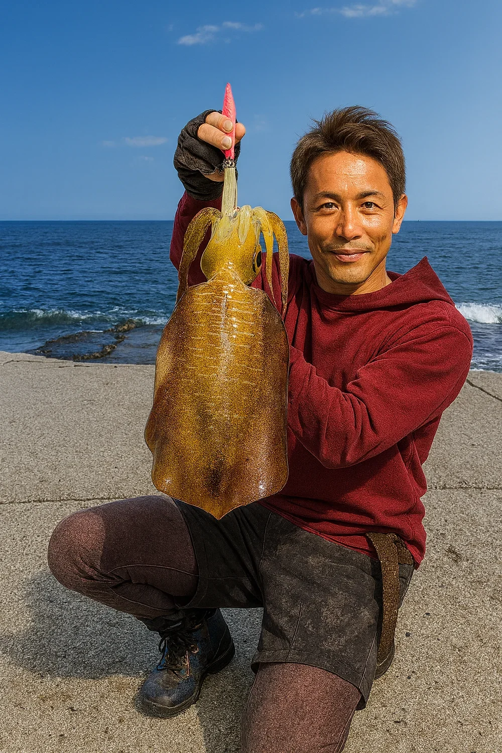 山王海岸でアオリイカの釣果を得た亀岡
