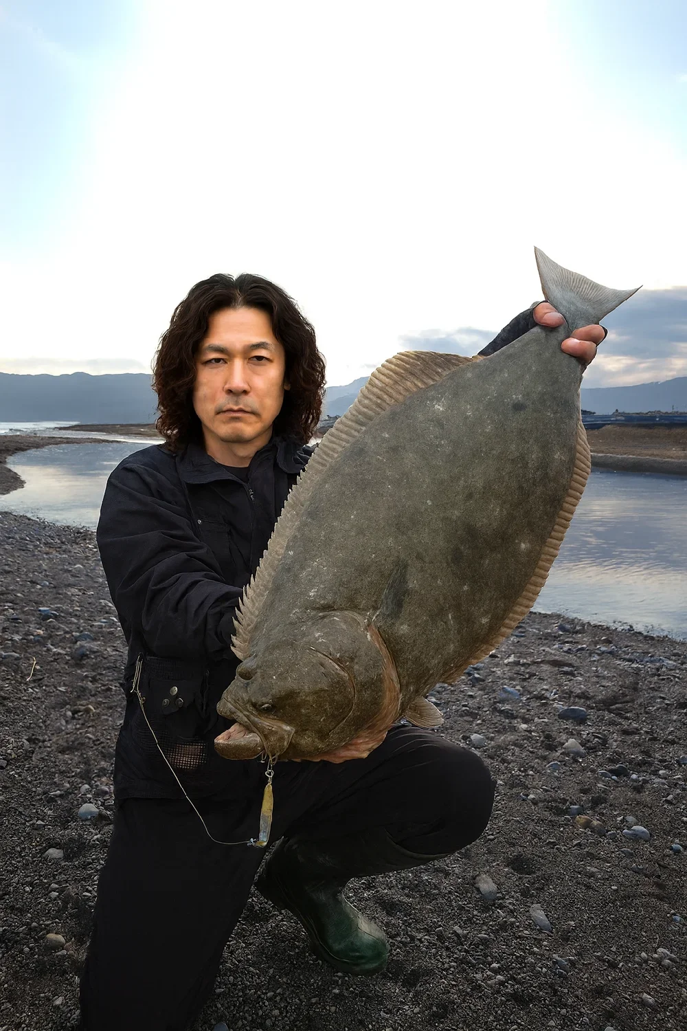 酒匂海岸でヒラメの釣果を得た岸本